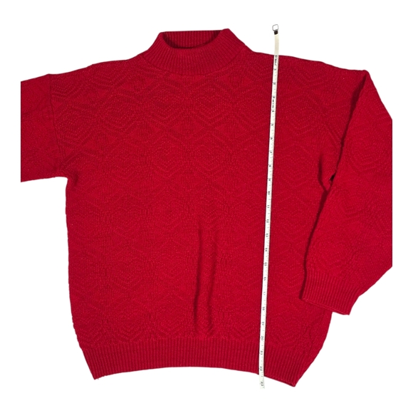 VINTAGE AMERICAN PRIDE Textured Heart Knit Mock Neck Sweater | L | Made In USA - Picture 8 of 12